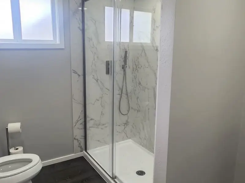 Bathroom remodel with glass shower