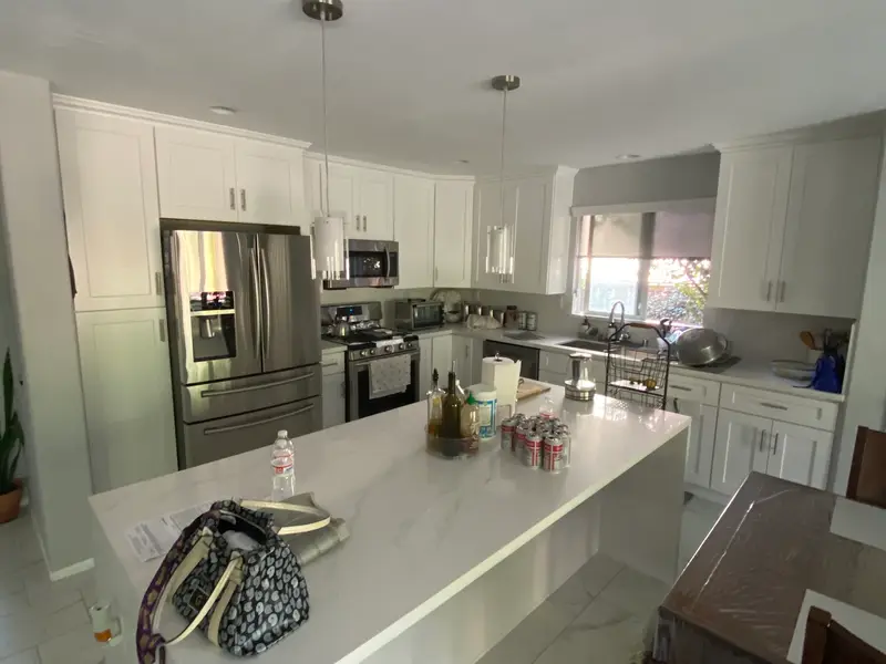 Kitchen remodel with waterfall island